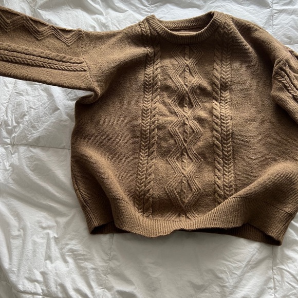 NWT SHEIN DAZY Cable Knit Drop Shoulder Sweater Size S(0) Color Mocha Brown - Picture 15 of 15
